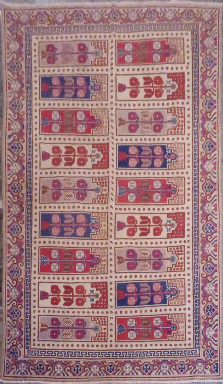 East-Turkestan Samarkand Hand-Knotted Rug Made With Natural Wool And Cotton 9'3'' X 5'4'' Pan157697